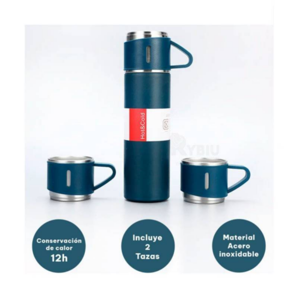 Termo de acero inoxidable 500 ml + 3 tazas